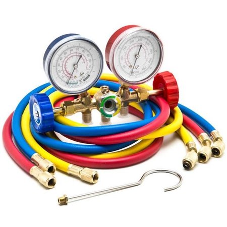 Perfectpitch HVAC R12 R22 R502 A-C Diagnostic Manifold Gauge Kit 60 in. Charging Hose; Multicolor PE1587498